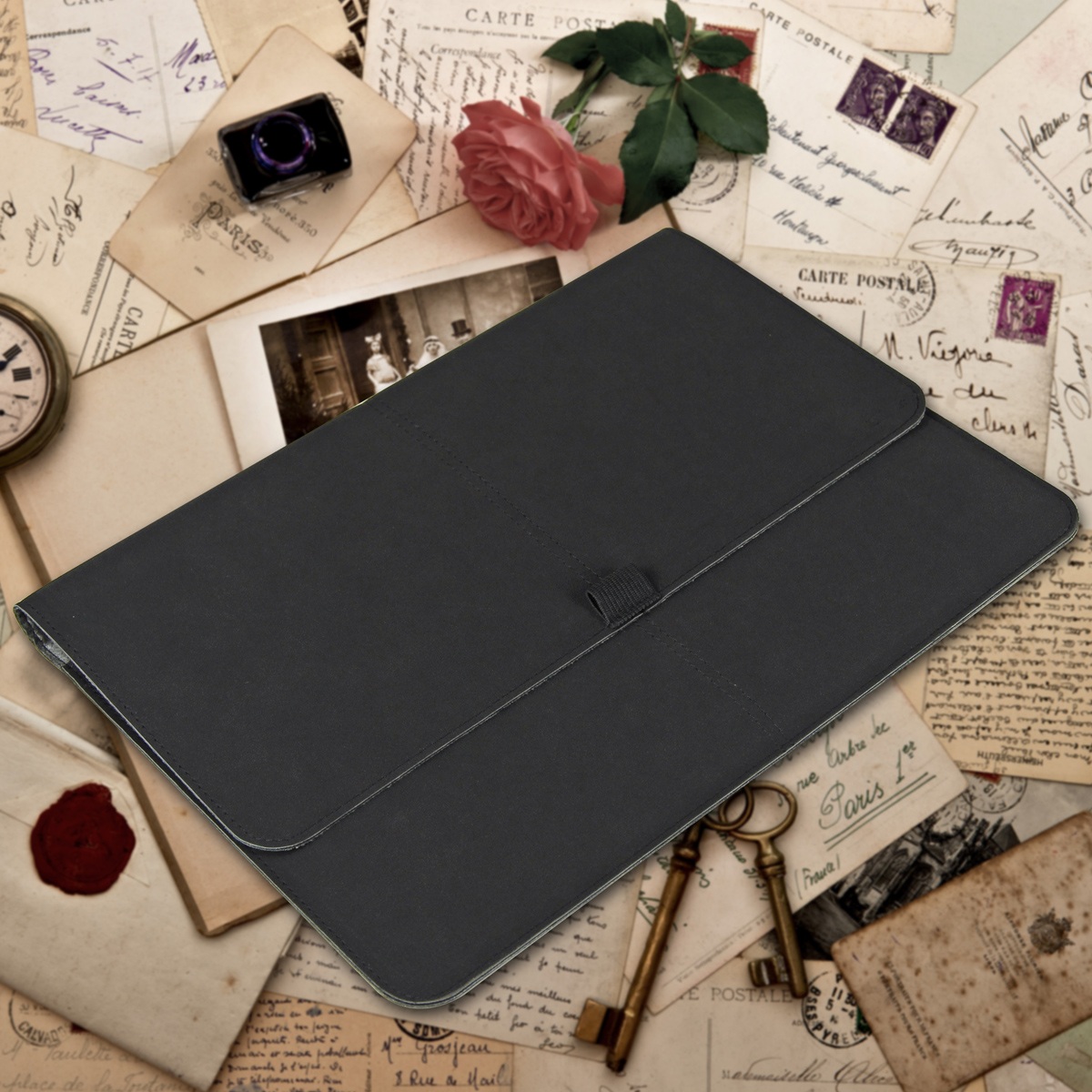 Slim Apple Laptop Computer Tablet Case, PU Leather Cover Carrying Bag with Magnetic Closure and Card Holder for MacBook